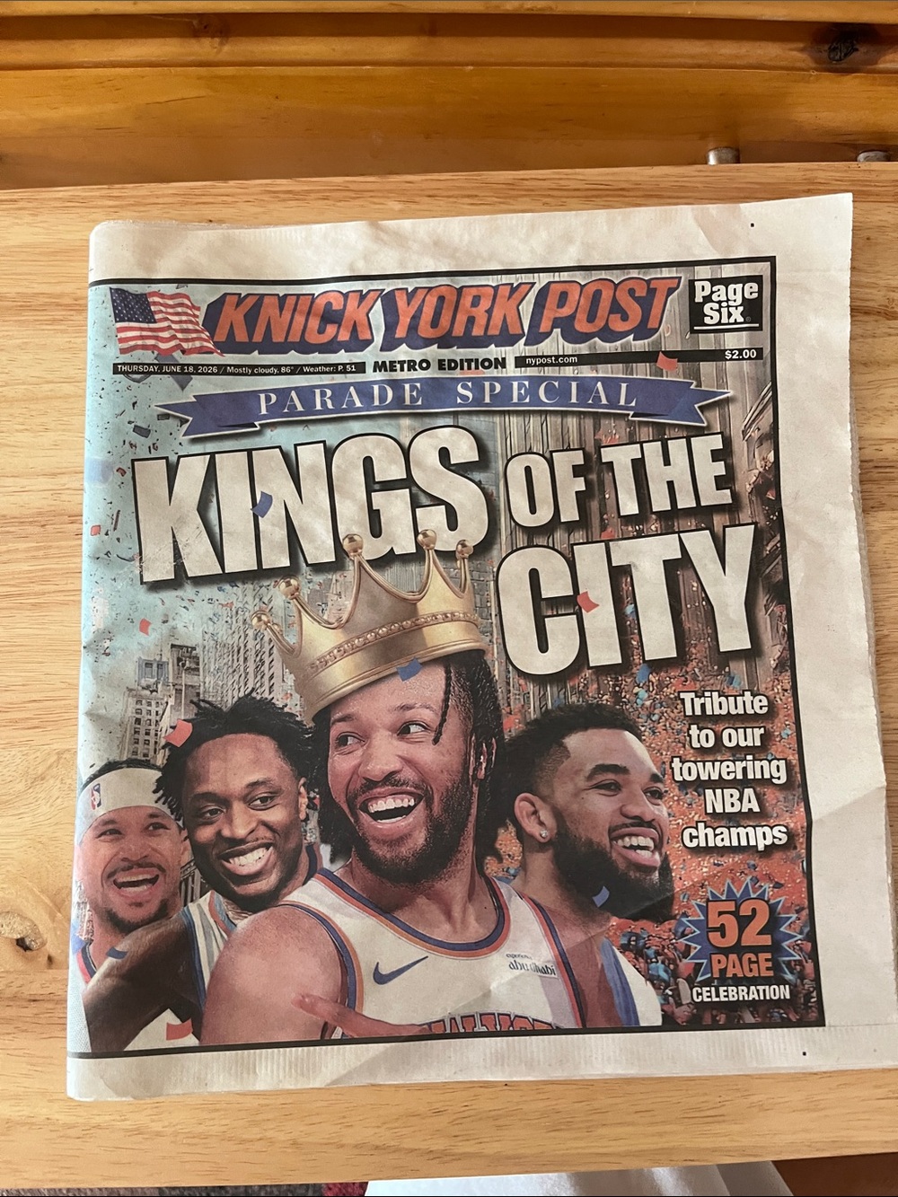 NBA Champs  Knicks York Post Parade Special Metro Edition